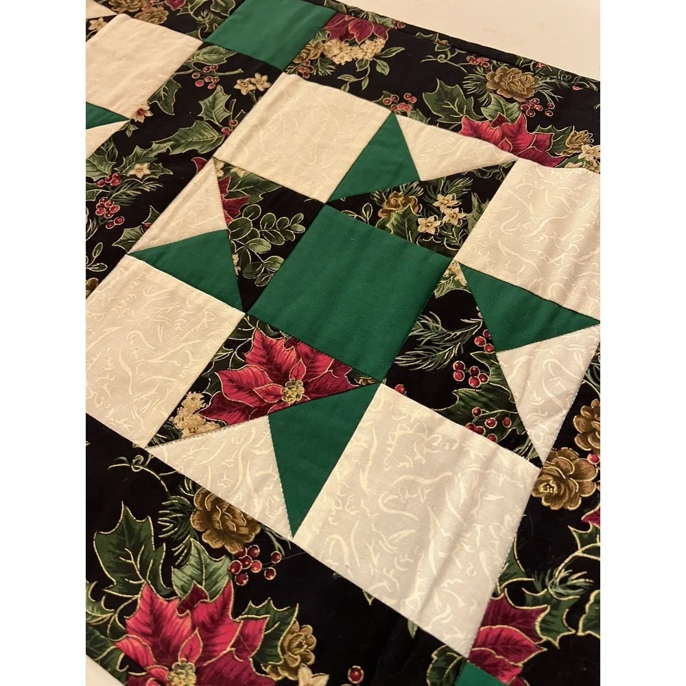 Handmade Quilted Christmas Table Runner Star BlocksCountry 68
